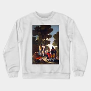 The Maja and the Cloaked Men, or A Walk through Andalusia by Francisco Goya Crewneck Sweatshirt